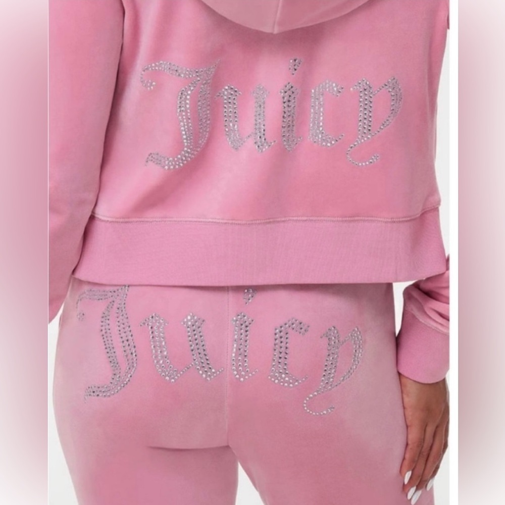 COUTURE STORE Luxury Set Juicy Couture OG Bling Velour Tracksuit Sz L A286